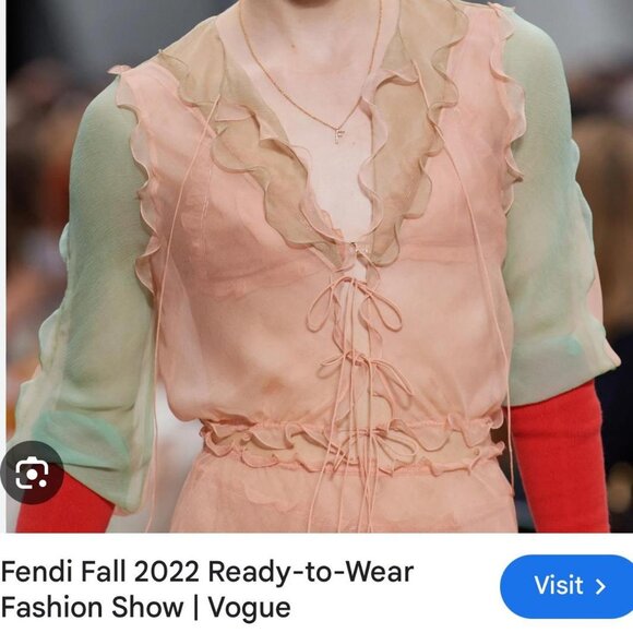 VINTAGE SHEER RUFFLE BLOUSE - Picture 2 of 8